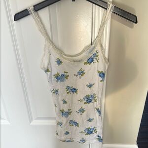 Abercrombie Kids Blue and White Floral Camisole with Lace Size L Girls